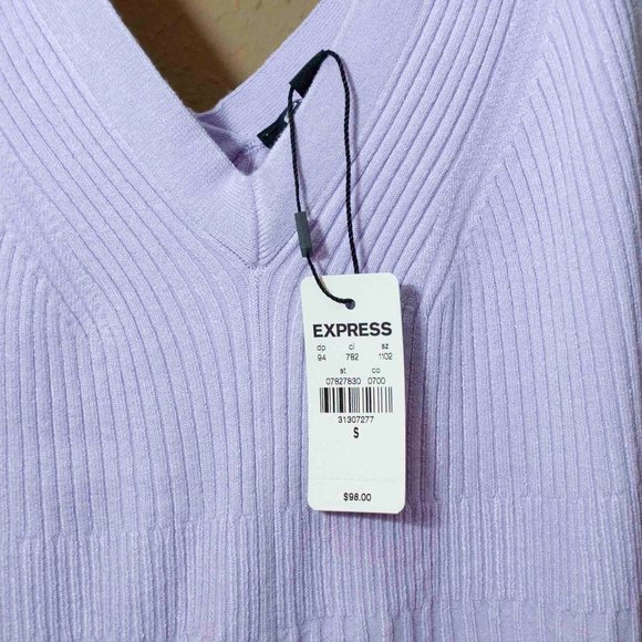 NWT Express Sleeveless V-Neck Ribbed Fit and Flare Sweater Dress size S - Picture 6 of 7